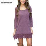 EIFER Women Long Sleeve Lace Patchwork Party Dresses Elegant Bodycon Office Dress Autumn Sexy Dress