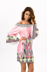 Off Shoulder Women Summer Beach Indian Dress Boho Sexy Bohemian Floral Vintage Dresses Sundress Vestidos Robe Plus Size Dashiki