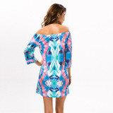 Off Shoulder Women Summer Beach Indian Dress Boho Sexy Bohemian Floral Vintage Dresses Sundress Vestidos Robe Plus Size Dashiki