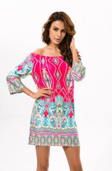 Off Shoulder Women Summer Beach Indian Dress Boho Sexy Bohemian Floral Vintage Dresses Sundress Vestidos Robe Plus Size Dashiki