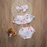 Off Shoulder Sleeveless Tops Vest Shorts Headband 3pcs Clothing Outfits Cute Newborn Baby Girls Clothes Sets Floral
