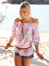Off Shoulder Floral Blouses&Shirts Top