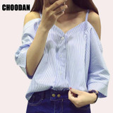 Off Shoulder Blouse Shirt Women Summer New Fashion Korean Style 2017 Sweet Slash Neck Tops Stripe Sexy Shirts Ladies Clothing Off Shoulder Blouse Shirt Women Summer New Fashion Korean Style 2017 Sweet Slash Neck Tops Stripe Sexy Shirts Ladies Clothing