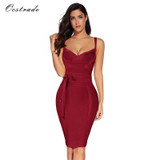 Ocstrade Women Bandage Dress 2017 Rayon Sleeveless Summer New Arrivals Sexy Deep v Neck Vestido Bodycon Bandage Dress Club Party