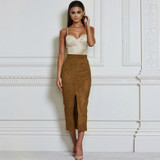 Ocstrade Free Shipping New Arrival Long Skirt for Women Summer 2017 Spring Fashion Brown Suede Midi Skirt High Waist