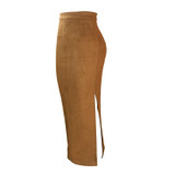 Ocstrade Free Shipping New Arrival Long Skirt for Women Summer 2017 Spring Fashion Brown Suede Midi Skirt High Waist
