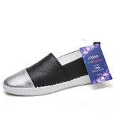 O16U Women Espadrilles flats casual shoes leather slip on ballet ladies moccasins Breathable White Black Female loafers shoes