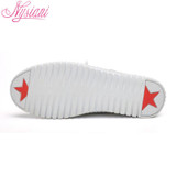 Nysiani Leather Flat Shoes For Women 2017 Spring Summer Fashion Casual White Loafers Shoes Round Toe Lace-up Muffin Female Shoes