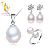 NYMPH  Pearl Jewelry Set Natural Freshwater Pearl Necklace Pendant Earrings For Women  T118