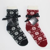 Nylon Lined Women Indoor Socks Layer Skid Home Reindeer Dual Crew Brand Christmas Winter Warm Soft Slipper Socks For Female