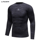 Newest Fitness Men Long Sleeve Exercise Casual T Shirt Men Thermal Muscle Bodybuilding Compression Tights Shirt Skins Gear Cool