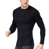 Newest fitness men long sleeve exercise Casual t shirt men thermal muscle bodybuilding compression tights shirt
