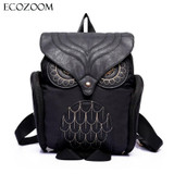 Newest Fashion Women Nylon Owl Backpack Female Cartoon School Bags Mujer Gothic Mochila Escolar Girls Stylish Cool Bagpack Black