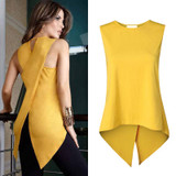 Newest Fashion Women Sleeveless Clothes Shirt Ladies Casual Summer Blouse Shirts Solid O-Neck Clothing