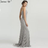 Newest Fashion Sexy Full Crystal Evening Dresses Sleeveless Luxury Elegant Mermaid Evening Gowns 2018 Serene Hill LA6508