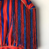 Newest Fashion 2017 Baroque Designer Runway Dress Women's Striped Colorful Tassel Dress Party Dress