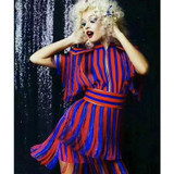 Newest Fashion 2017 Baroque Designer Runway Dress Women's Striped Colorful Tassel Dress Party Dress
