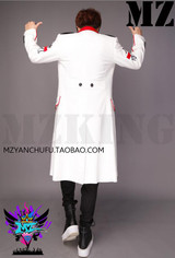 Newest Bigbang Stage Show Coat MEN Singers DJ Fashion Slim Red White Letter Long Suit Jacket Dress Clothing Costumes S-5XL