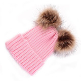 Newborn Winter Warm Wool Ball Knitted Hats Kids Knit Hemming Hat Cap Beanie Girls Boys Cute fur hats Cap gorros masculino Au3