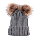 Newborn Winter Warm Wool Ball Knitted Hats Kids Knit Hemming Hat Cap Beanie Girls Boys Cute fur hats Cap gorros masculino Au3