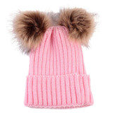 Newborn Winter Warm Wool Ball Knitted Hats Kids Knit Hemming Hat Cap Beanie Girls Boys Cute fur hats Cap gorros masculino Au3