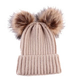 Newborn Winter Warm Wool Ball Knitted Hats Kids Knit Hemming Hat Cap Beanie Girls Boys Cute fur hats Cap gorros masculino Au3