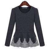 New Womens Ladies Flared Stretchy Peplum Frill Top Slim Long Sleeve Blouse Shirt