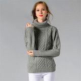 New Women's Pure Color Thick High-necked Knit Sweater Fashion Turtleneck Long-sleeved Shirt Pullovers Sweater For Female Winter