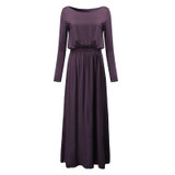 New Arrival Elegant Maxi Dress Women Long Sleeve Retro Slash Neck Spring Autumn High Waist Long Party Gown Dresses Vestidos