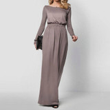 New Arrival Elegant Maxi Dress Women Long Sleeve Retro Slash Neck Spring Autumn High Waist Long Party Gown Dresses Vestidos