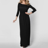 New Arrival Elegant Maxi Dress Women Long Sleeve Retro Slash Neck Spring Autumn High Waist Long Party Gown Dresses Vestidos