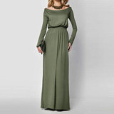 New Arrival Elegant Maxi Dress Women Long Sleeve Retro Slash Neck Spring Autumn High Waist Long Party Gown Dresses Vestidos