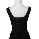 New arrival elegant long  dress prom party dresses A-line V neck black chiffon formal dress
