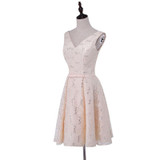 New arrival elegant cocktail  party dress lace dresses Vestido de Festa V-neck lace -up short dresses