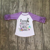 new arrival Easter baby girls print bunny kisses wishes lavender cotton boutique top T-shirt raglan clothing floral ruffles kids