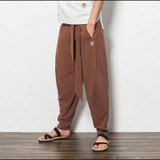 New Arrival Chinese Style Male Loose Casual Pants Vintage Plus Size 4XL Wide Leg Pants Linen Harem Pants