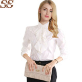 New Arrival Chiffon Ruffles Women Shirts Lady White Shirts Long Sleeve Blouse Shirt Plus Size S-5XL Slim Female Blusa Women Tops