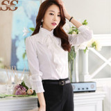 New Arrival Chiffon Ruffles Women Shirts Lady White Shirts Long Sleeve Blouse Shirt Plus Size S-5XL Slim Female Blusa Women Tops