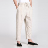 New Arrival Beige Chinese Men's Kung Fu Trousers Cotton Linen Pants Clothing Size S M L XL XXL XXXL 2608