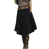 New Arrival Autumn Winter Wool Skirt For Women Plus Size Mid Long Skirt High Waist Pleated Skirt Black Gray Woolen Skirts Women