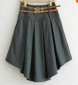New Arrival Autumn Winter Wool Skirt For Women Plus Size Mid Long Skirt High Waist Pleated Skirt Black Gray Woolen Skirts Women