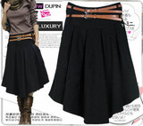 New Arrival Autumn Winter Wool Skirt For Women Plus Size Mid Long Skirt High Waist Pleated Skirt Black Gray Woolen Skirts Women