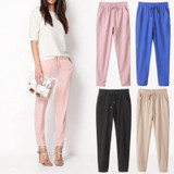 New Arrival Autumn Casual Harem Pants Drawstring Elastic Waist Pants Chiffon Pants Women Long Pants Plus Size Women Trousers