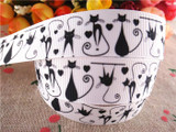 new arrival 7/8'' 22mm 5 yards cat printed grosgrain ribbon cartoon ribbons cloth tape hair accessories WQ032225