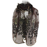 New brand scarf 2015 Cheap Women Peacock Flower Embroidered Lace Scarves Long Soft Wrap Shawl