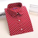 New Brand Red Polka Dot Shirt Dots Women Shirts Bohemia Long Sleeve Blouses Red Dot White Women Shirts Blouses Blusa Mujer