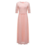 New Brand Plus Size S-5XL 2017 Women Dress Half Sleeve Lace Chiffon Slim Maxi Long Princess Party Dresses Vestido De festa