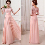 New Brand Plus Size S-5XL 2017 Women Dress Half Sleeve Lace Chiffon Slim Maxi Long Princess Party Dresses Vestido De festa