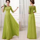 New Brand Plus Size S-5XL 2017 Women Dress Half Sleeve Lace Chiffon Slim Maxi Long Princess Party Dresses Vestido De festa