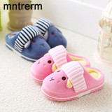 New Brand Children Warm winter Cotton Slippers Kids Cartoon Rabbit Home Furnishing Shoes Baby Boys Girls Indoor Antiskid Slipper